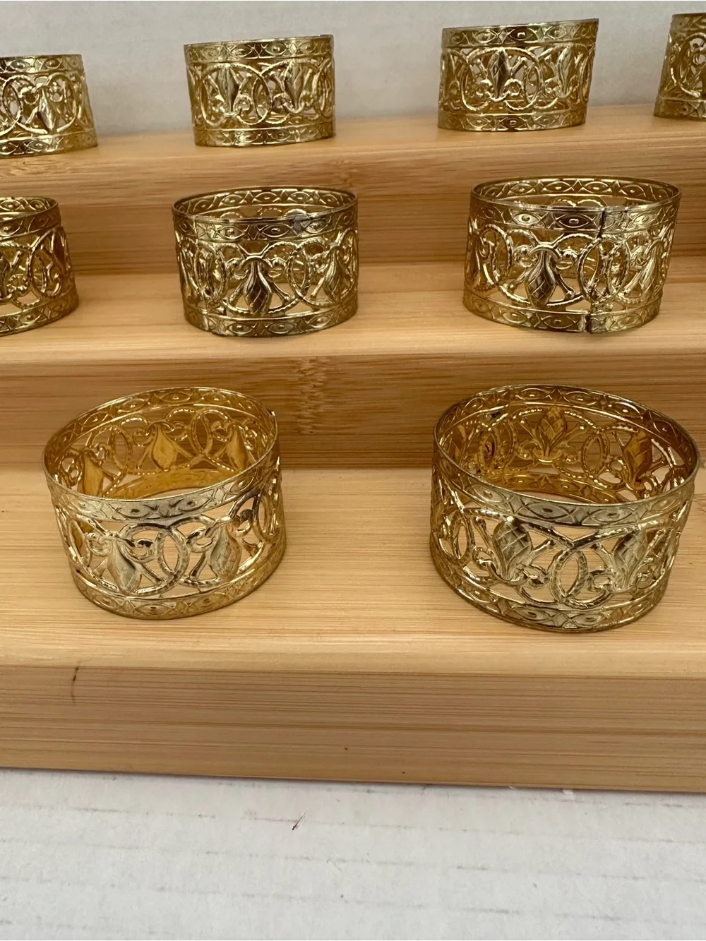 Vintage Fleur De Lis Gold Filigree Napkin Rings - Set of 10 #4